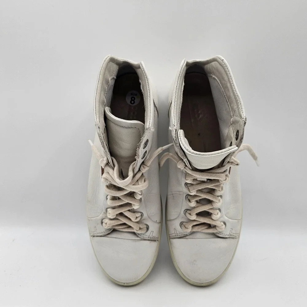 ECCO Soft 7 Shoes Womens Size 8 White‎ Leather High Top Comfort Casual Sneakers